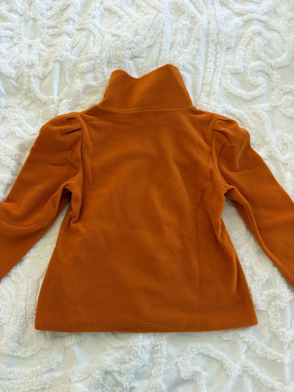 Dudley Stephens Burnt Orange Turtleneck Sweater with Puff Shoulders